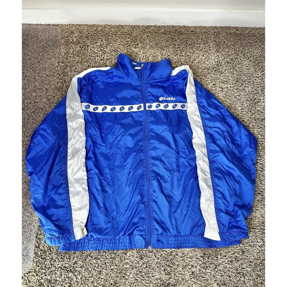 Vintage Lotto Italia Logo Men's Size XL Windbreaker Jacket Blue White